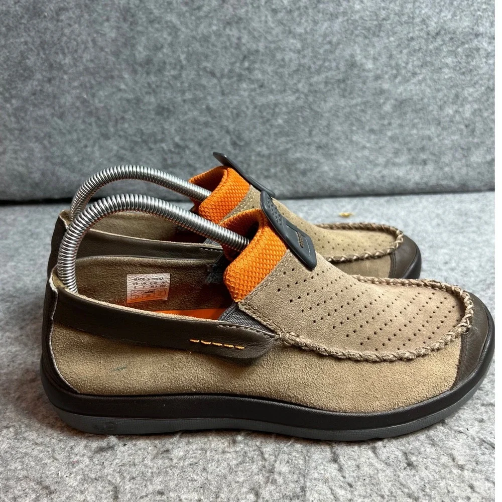 Crocs Thompson Low Mens Brown Suede Perforated Slip On Comfort Loafers Size 8